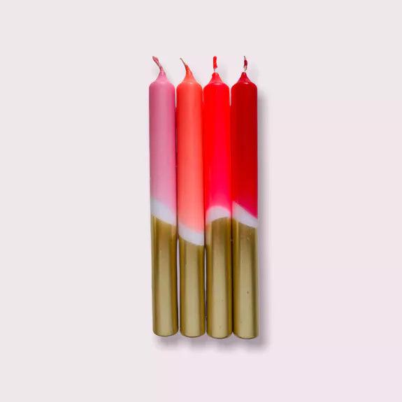 4 Bougies Dip Dye Neon | Red Lights - Nubia