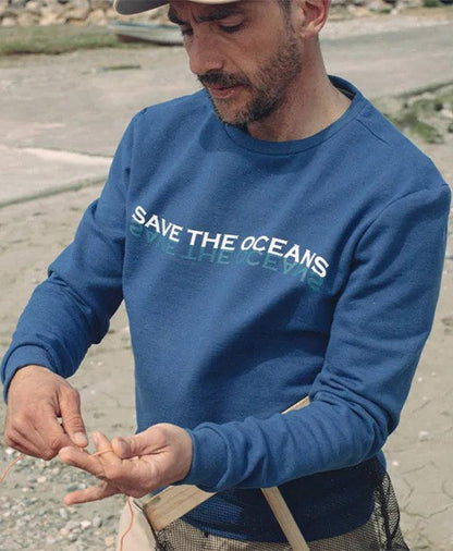 Sweat Sacha | Bleu recyclé "Save The Oceans" - Nubia