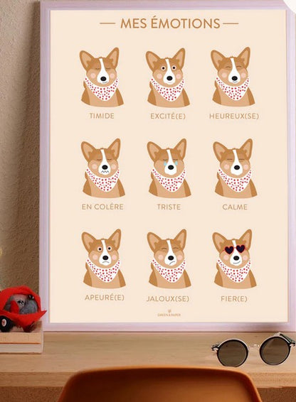 Affiche A4 | Emotions Corgis