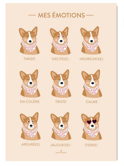 Affiche A4 | Emotions Corgis