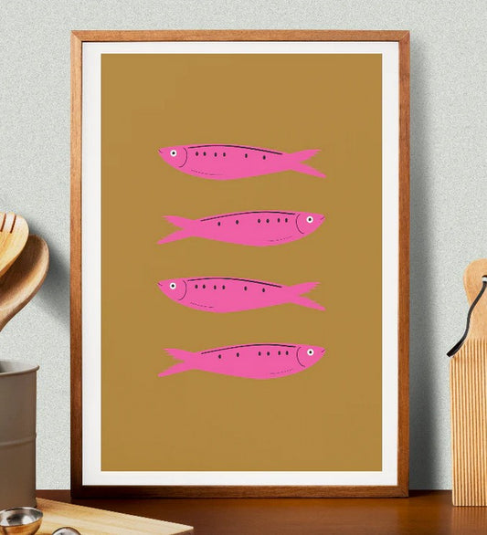 Affiche A4 | Sardines Rose Fluo