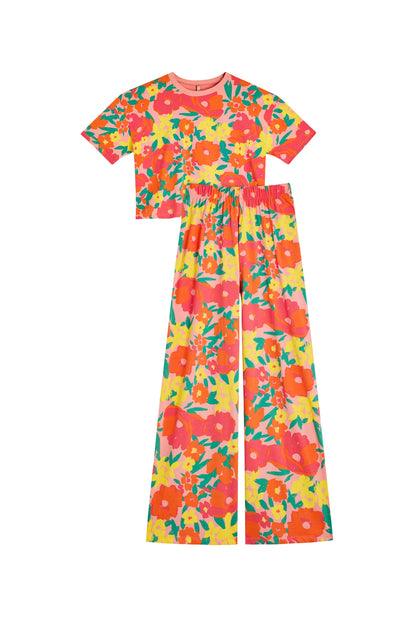 Pyjama long coton BIO | Allamanda rose