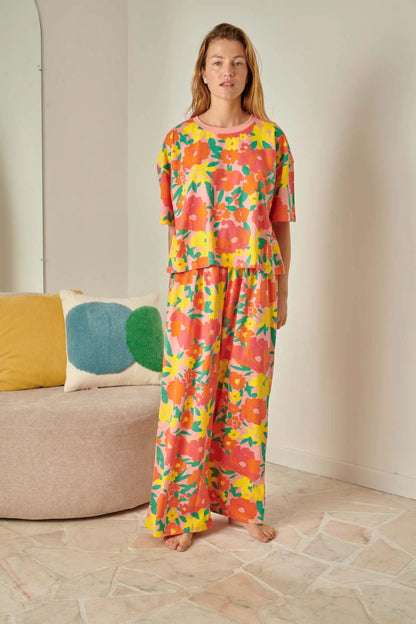 Pyjama long coton BIO | Allamanda rose