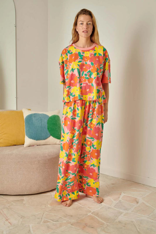 Pyjama long coton BIO | Allamanda rose